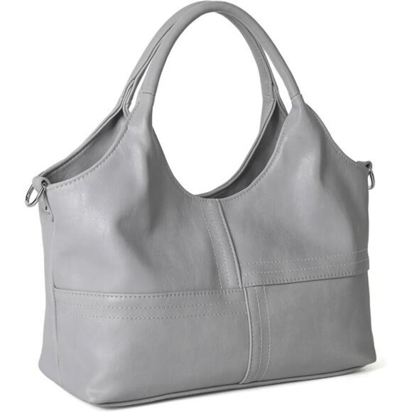 Vegan Leather with Detachable Satchel Strap, Grey - Picture 1 of 6